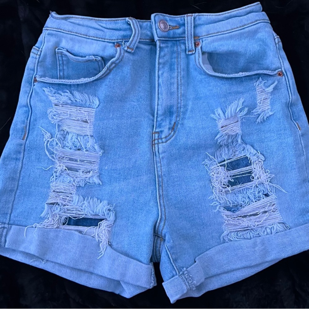 Rainbow jean shorts, size medium.